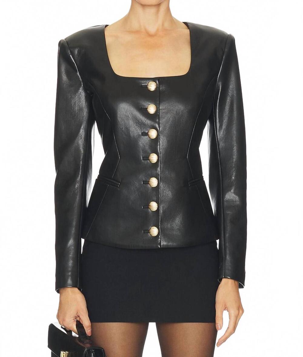 NEW GENERATION LOVE lavena faux leather jacket in black